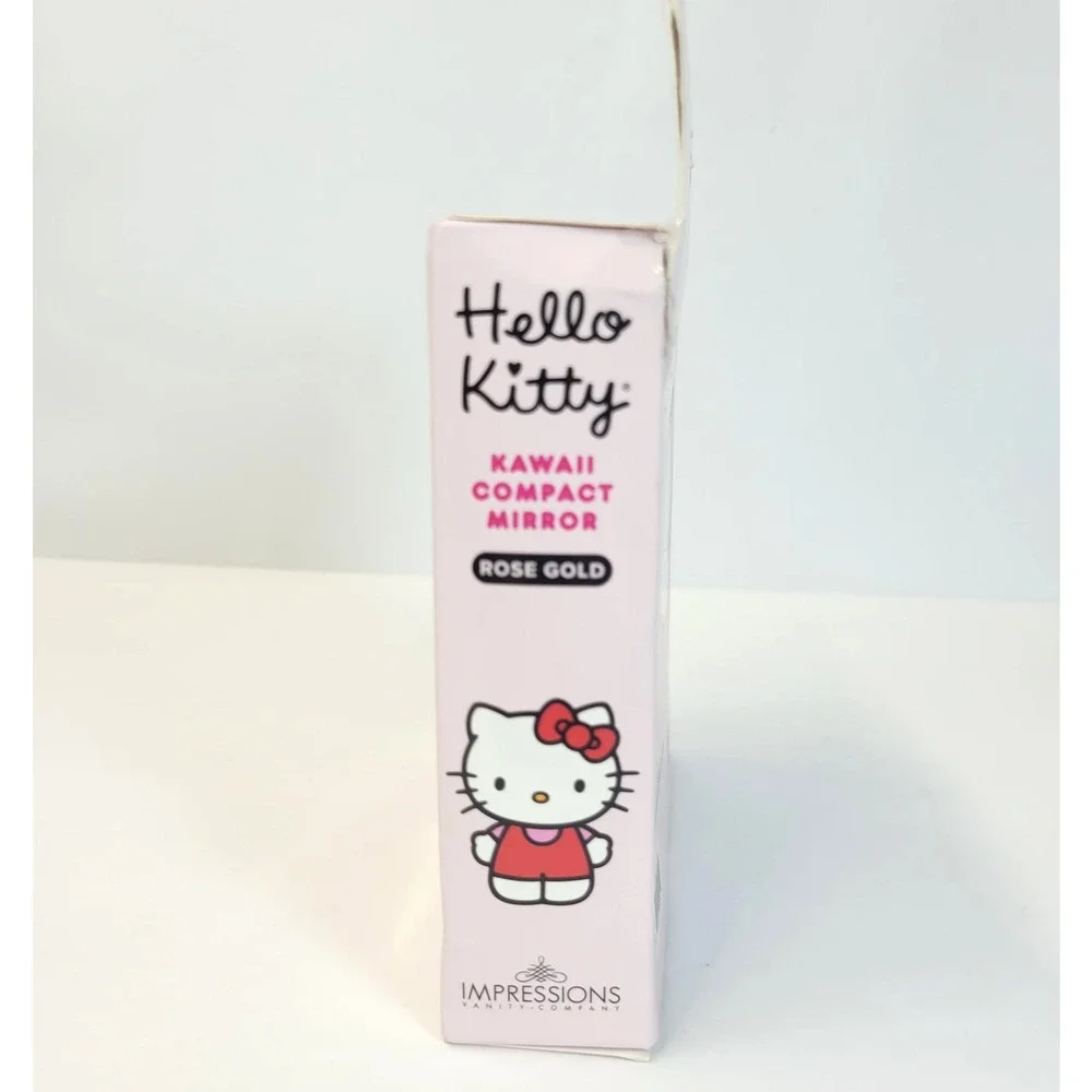 Impressions Vanity Hello Kitty Kawaii Compact Mirror Rose Gold Pink 2X LED